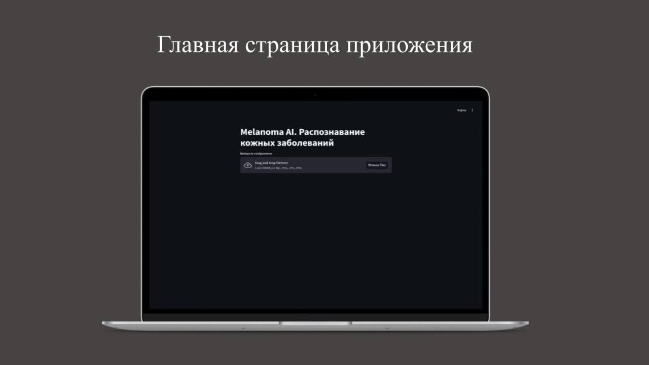 Главная страница приложения, куда пользователь загружает фото кожи